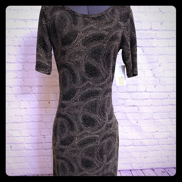 NEW LIMITED Elegant sheath Dress black with Metallic glitter copper & Gold XS - Picture 1 of 8